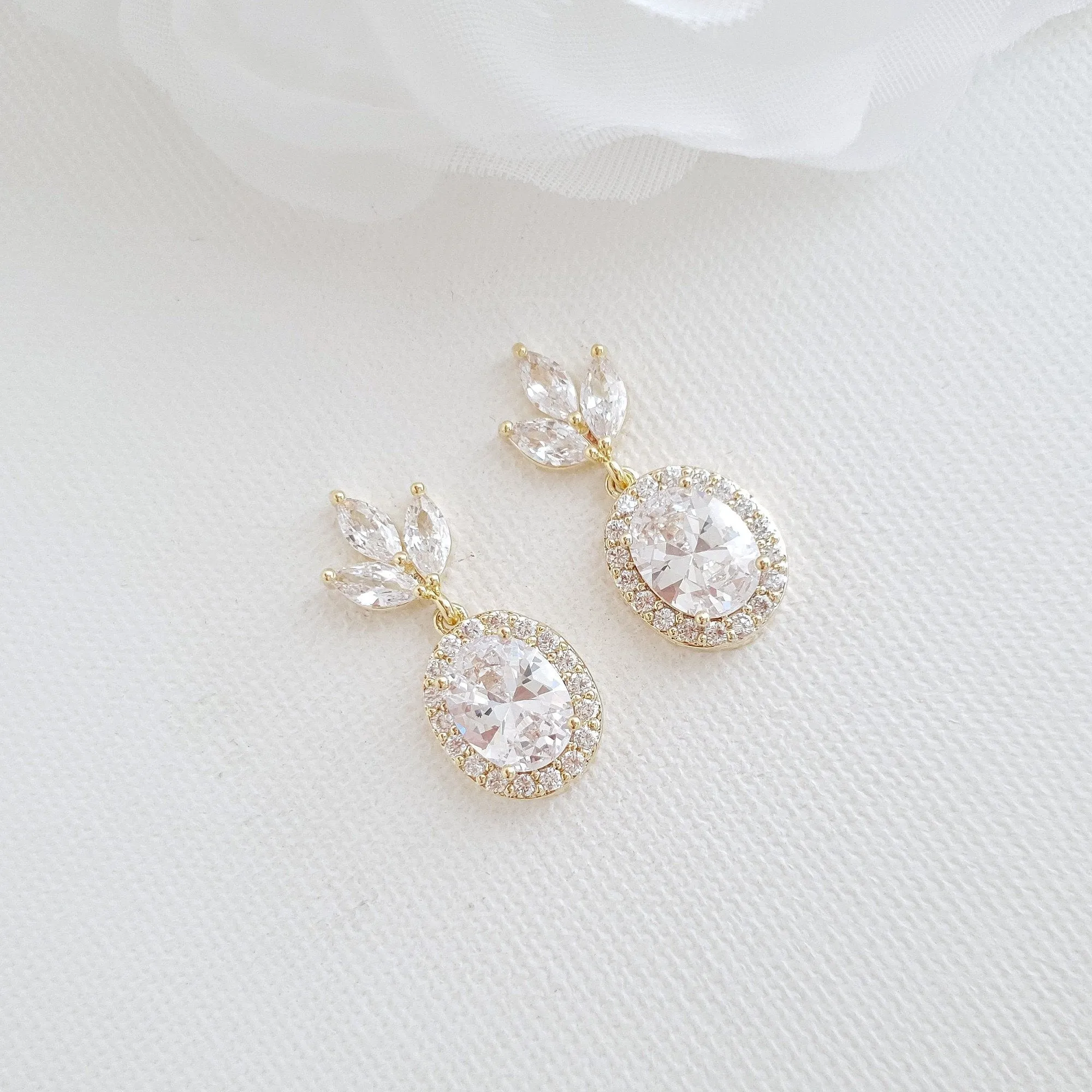 Small Wedding Earrings in Gold- Emily