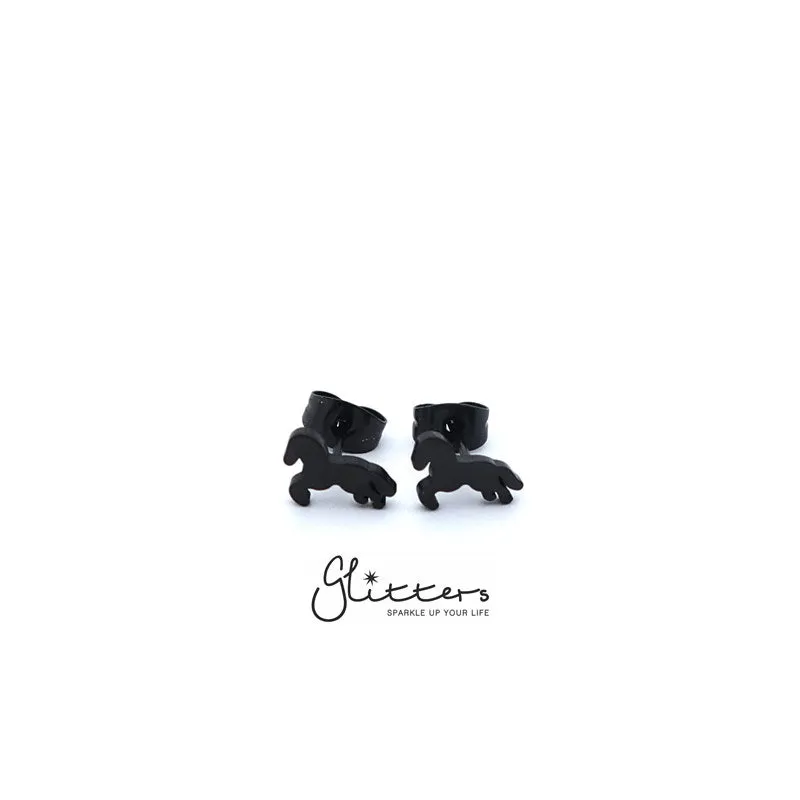 Stainless Steel Horse Stud Earrings-Silver | Gold | Black