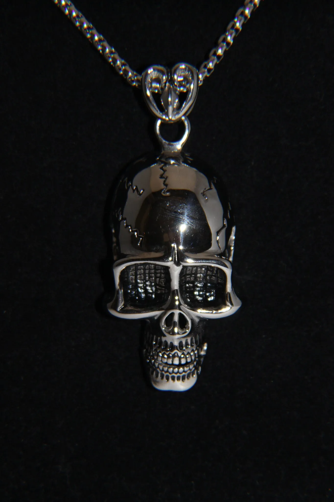 Stainless Steel Large Skull Pendant with Bail - UDINC0467