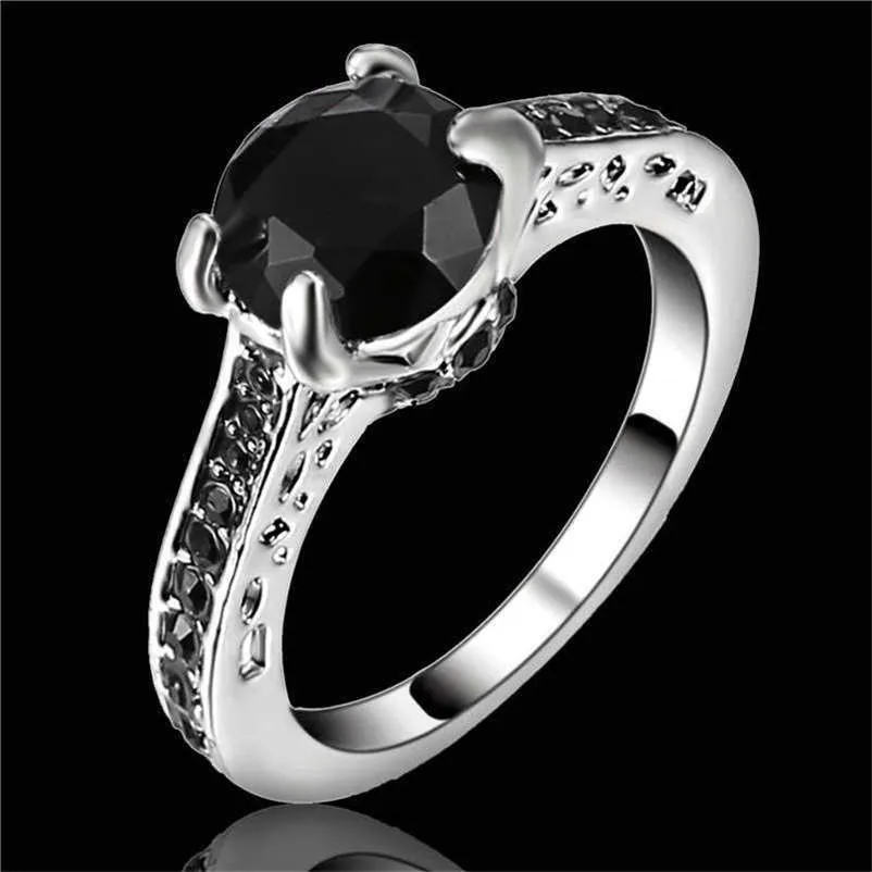 Sterling Silver Created Black Sapphire Solitaire Ring