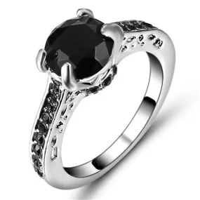 Sterling Silver Created Black Sapphire Solitaire Ring