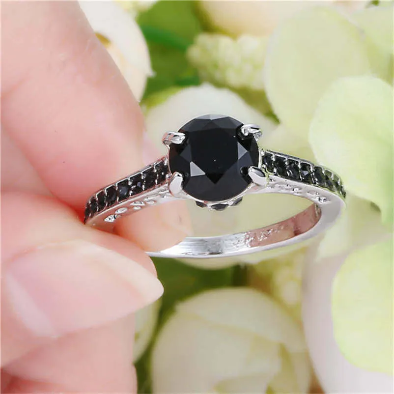 Sterling Silver Created Black Sapphire Solitaire Ring