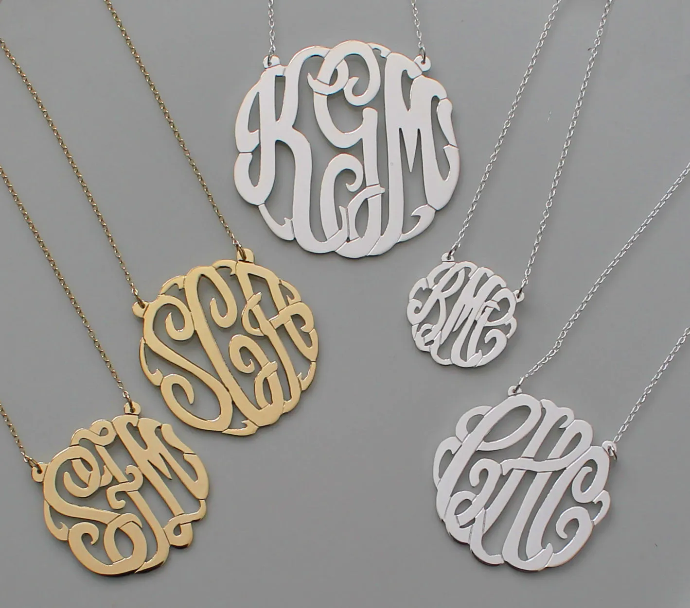 Sterling Silver Fancy Script Monogram Necklace-Andi Dorfman