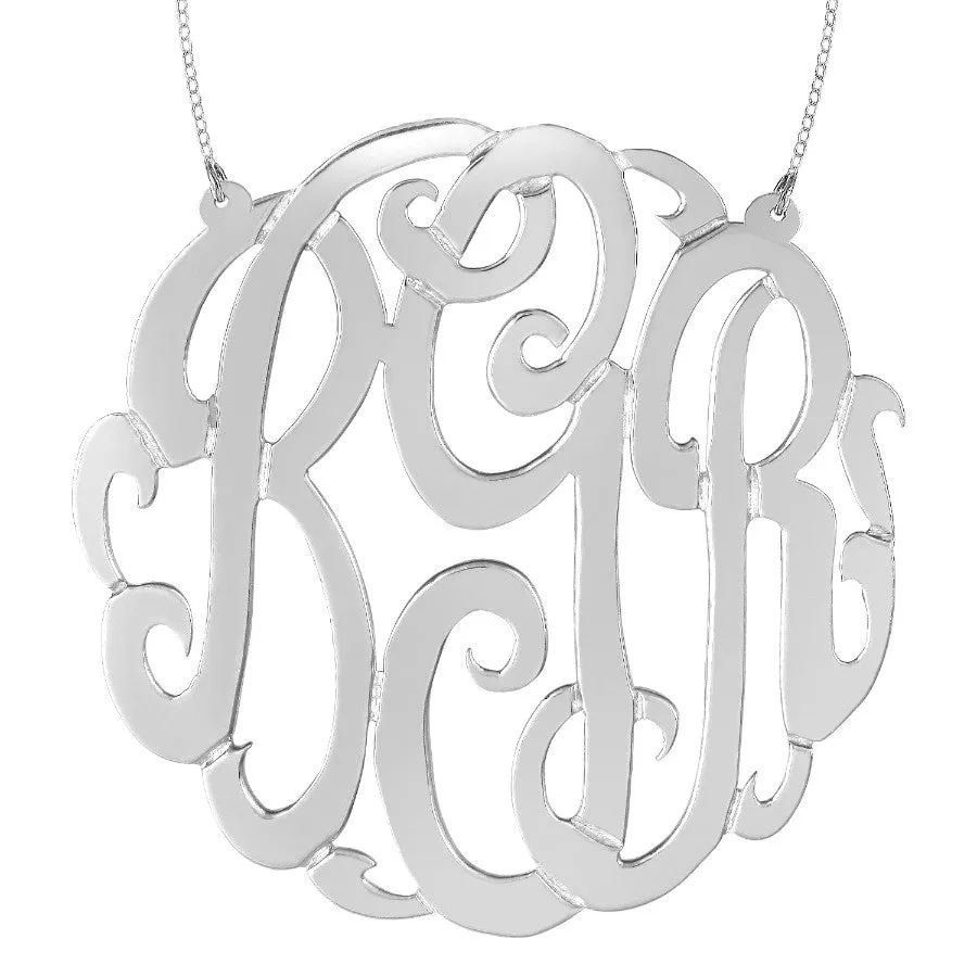 Sterling Silver Fancy Script Monogram Necklace-Andi Dorfman