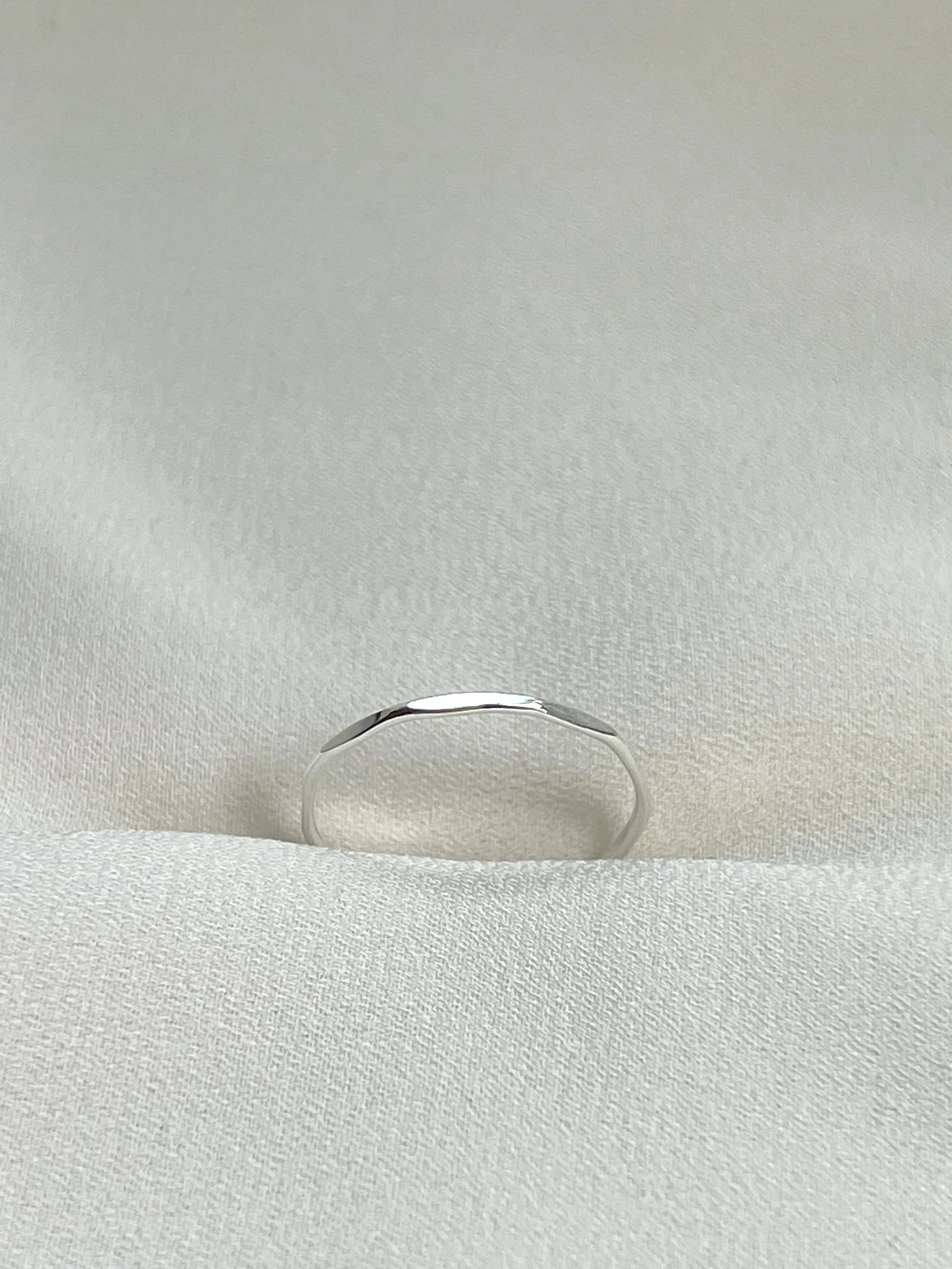 Sterling Silver Flat Hammered Stacking Ring