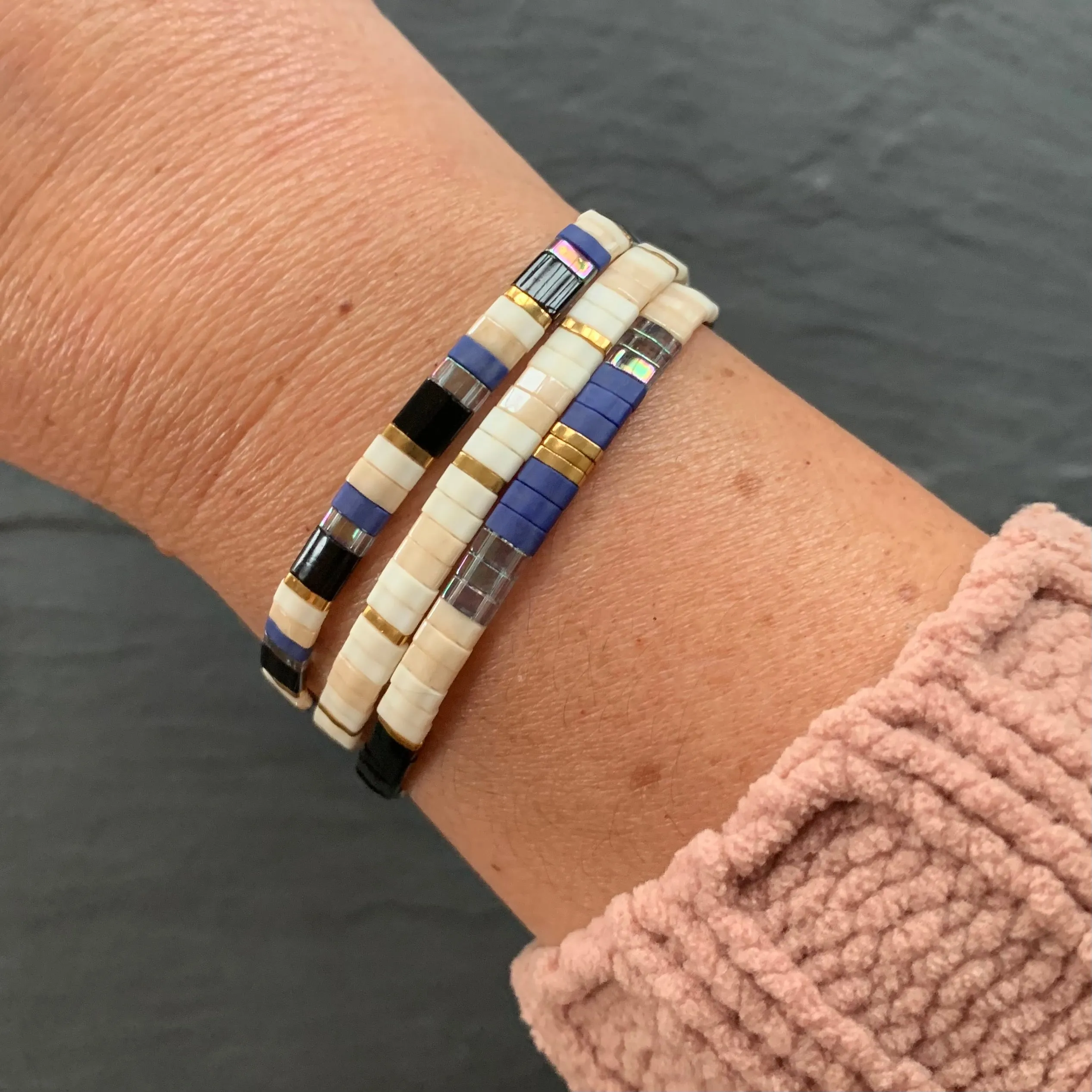 Stretch Tile Bracelet - MIDNIGHT COLORBLOCK