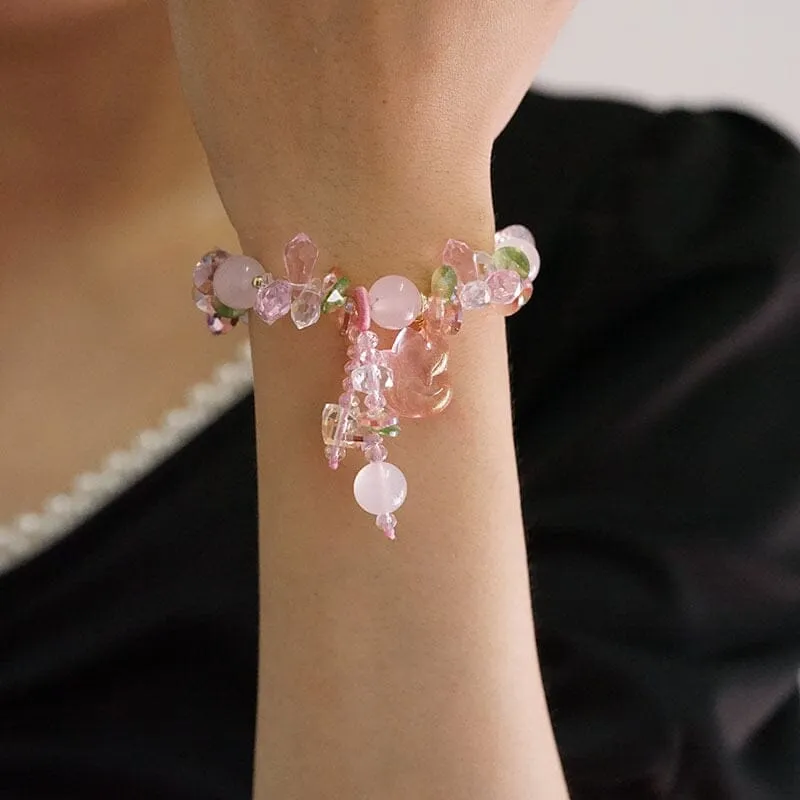 Sweet Pink Opal and Swarovski Crystals Bracelet