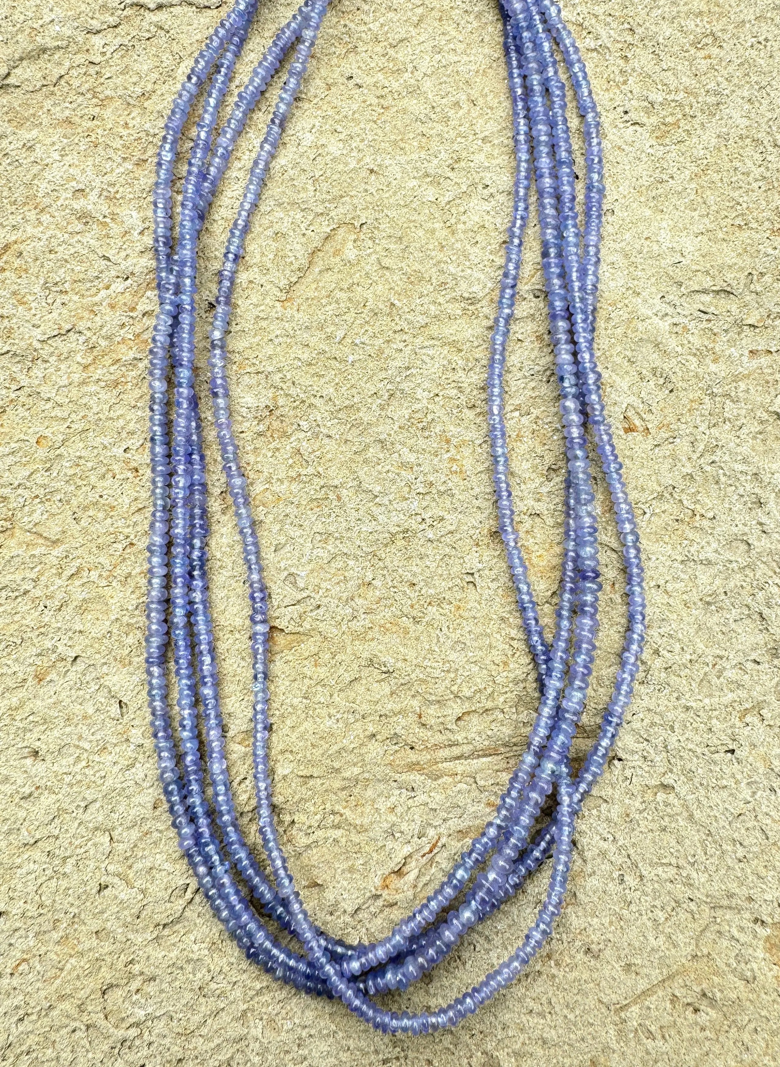 Tanzanite 3mm Smooth Rondelle Beads, 16 inch Strand