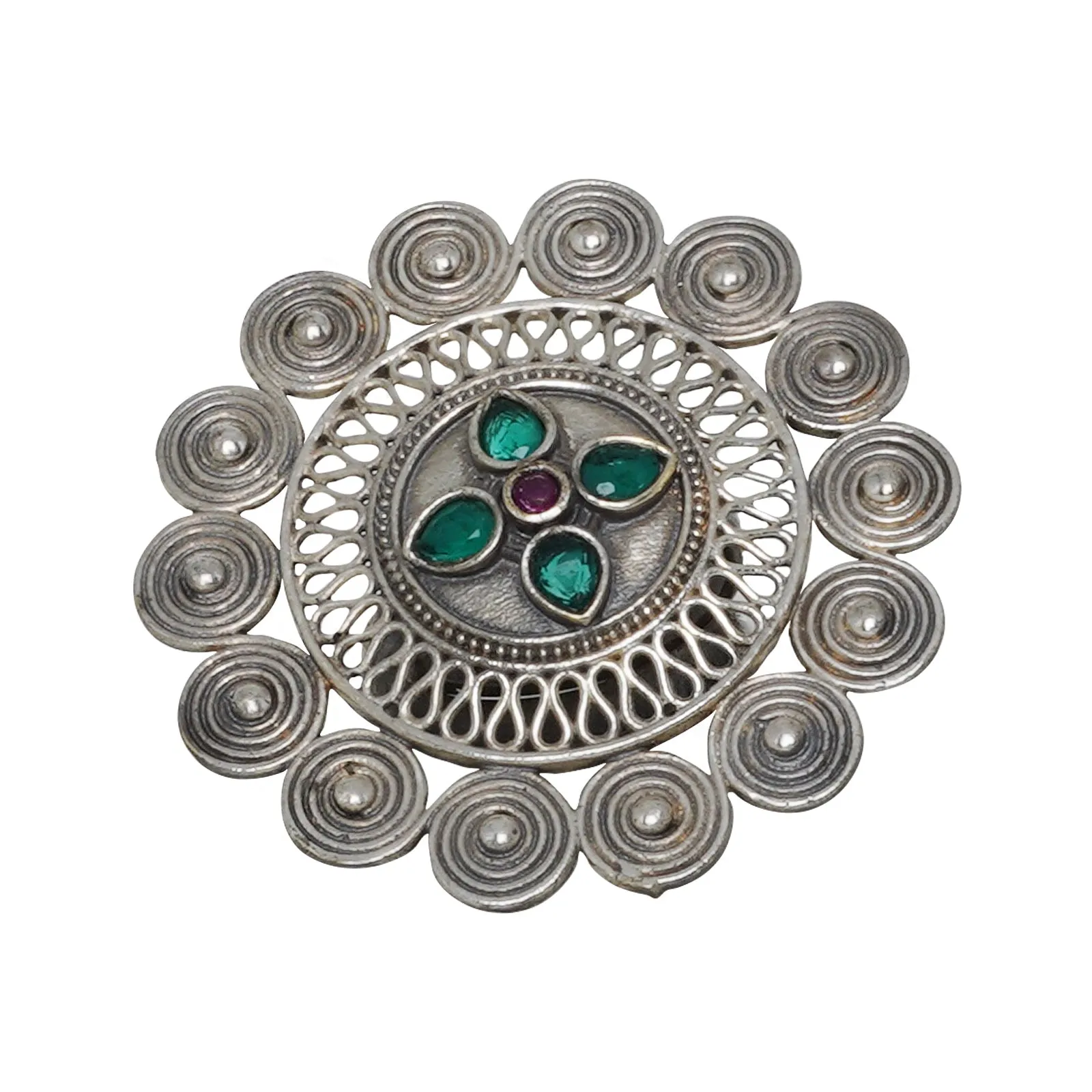 Teejh Rivaaz Green Silver Oxidised Jewelry Gift Set