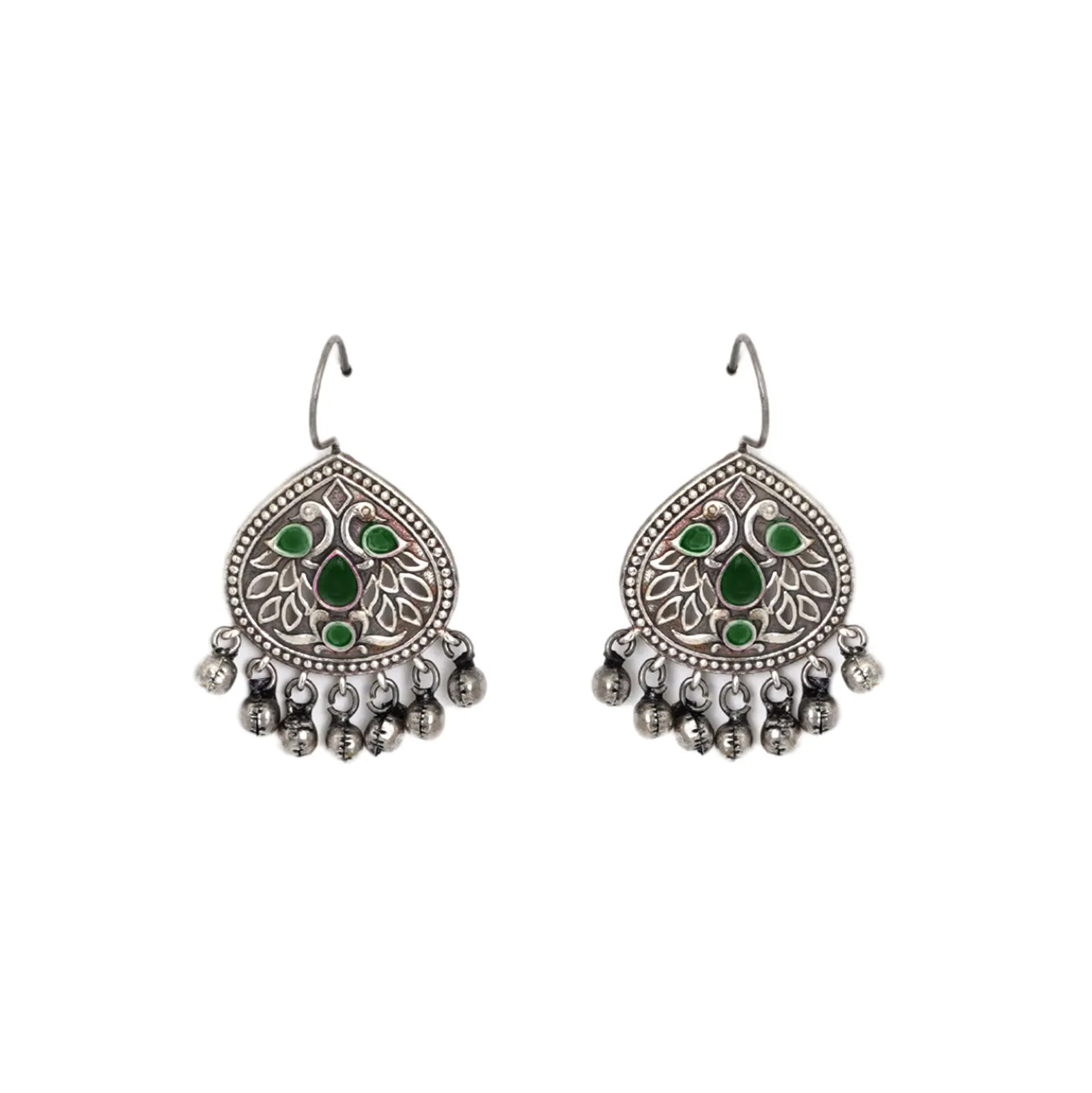 Teejh Rivaaz Green Silver Oxidised Jewelry Gift Set