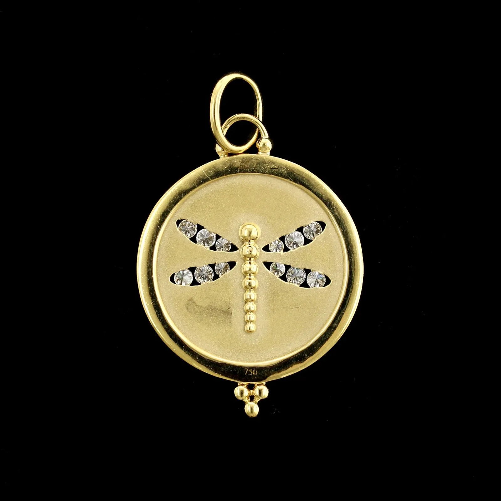 Temple St. Clair 18K Yellow Gold Estate Diamond Dragonfly Pendant