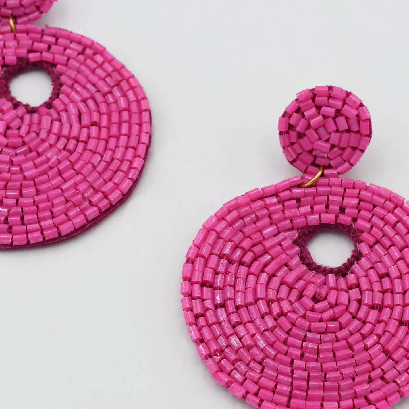 Treasure Jewels - Pink Beaded Drop Disc Earrings  - PREORDER