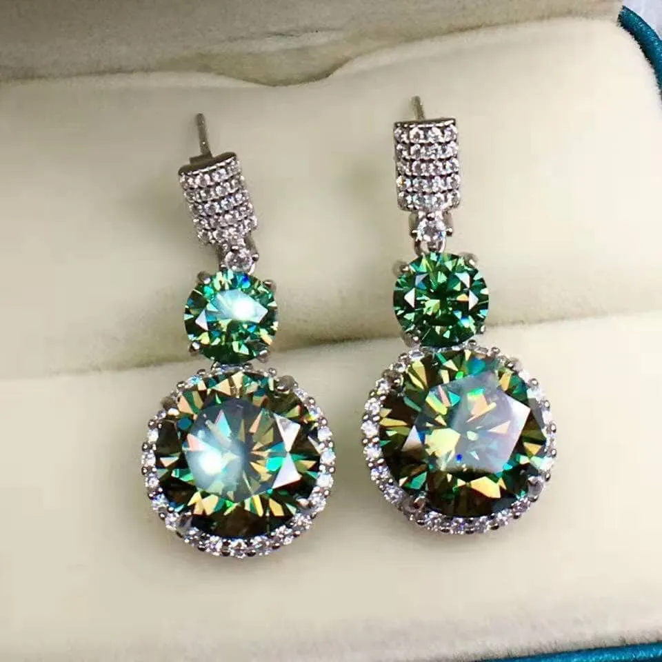 Trendy Green Emerald Earrings - 925 Sterling Silver