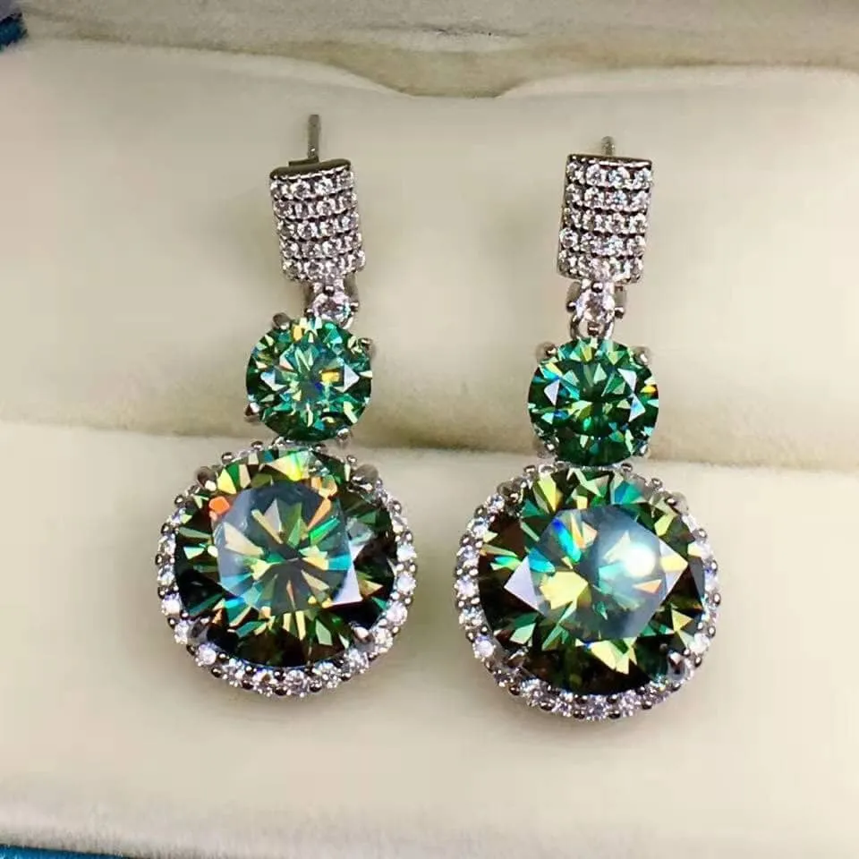 Trendy Green Emerald Earrings - 925 Sterling Silver