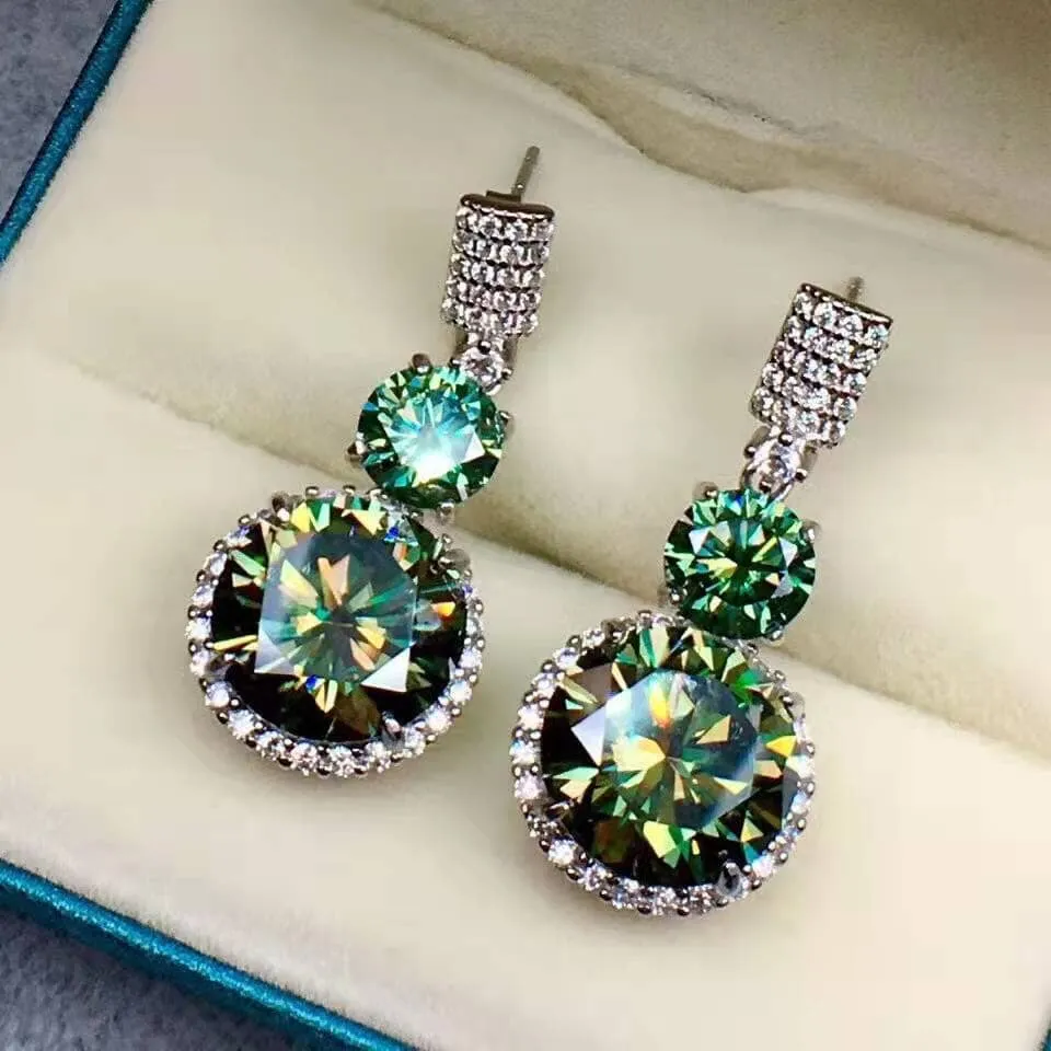 Trendy Green Emerald Earrings - 925 Sterling Silver