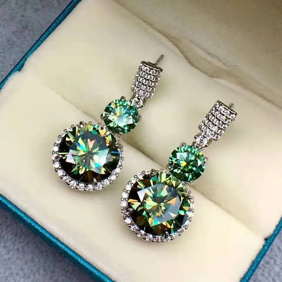 Trendy Green Emerald Earrings - 925 Sterling Silver