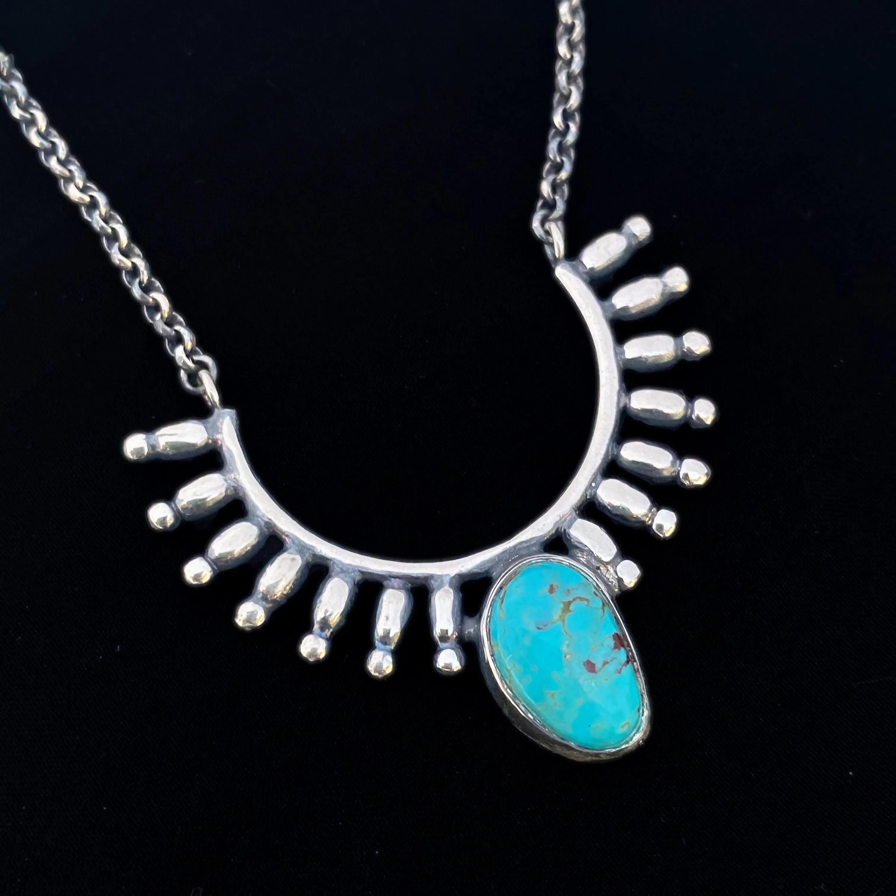 Turquoise Tribal Pendant Sterling Silver