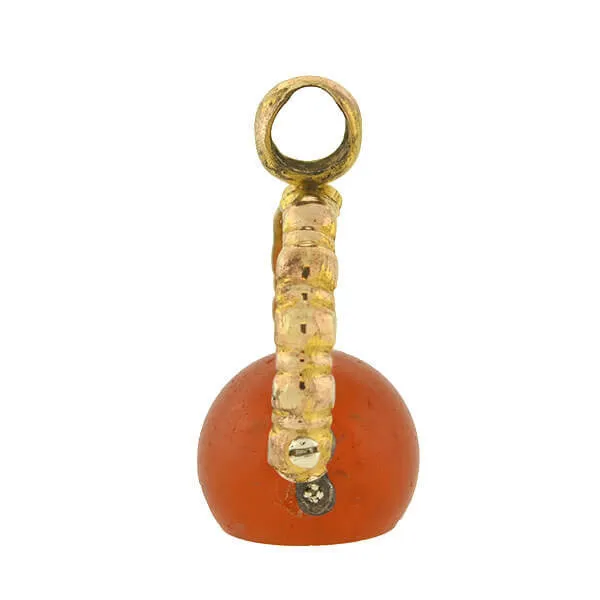 Victorian 14kt   Steel Carnelian Intaglio Spinner Fob