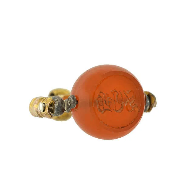 Victorian 14kt   Steel Carnelian Intaglio Spinner Fob