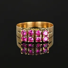 Vintage 18K Gold Two Row Ruby Ring Band