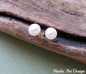 Wedding Jewelry - Pearl Stud Earrings in 14K Gold Filled