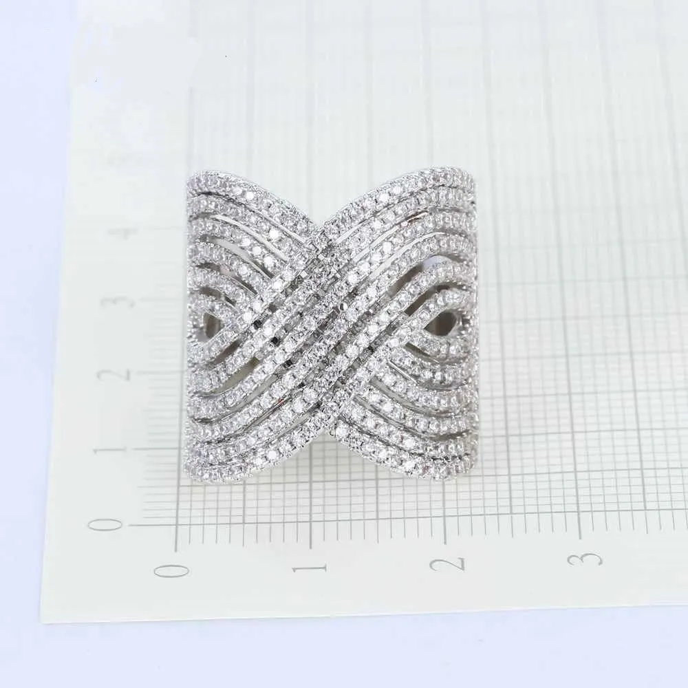 Wide Cross-Over Cubic Zirconia Statement Ring