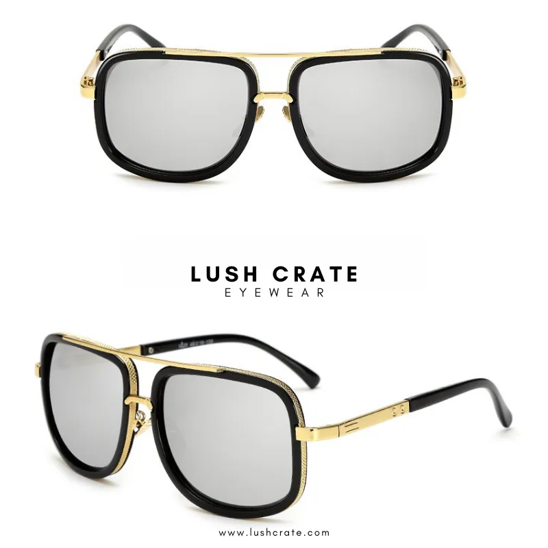 Wide Frame Retro Square Sunglasses