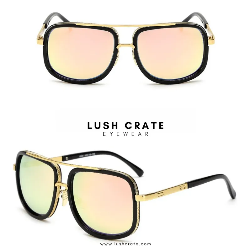 Wide Frame Retro Square Sunglasses