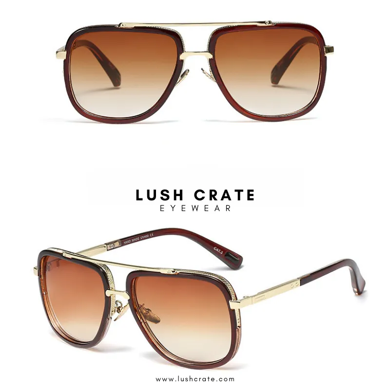 Wide Frame Retro Square Sunglasses