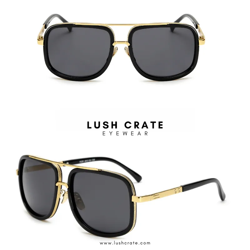 Wide Frame Retro Square Sunglasses