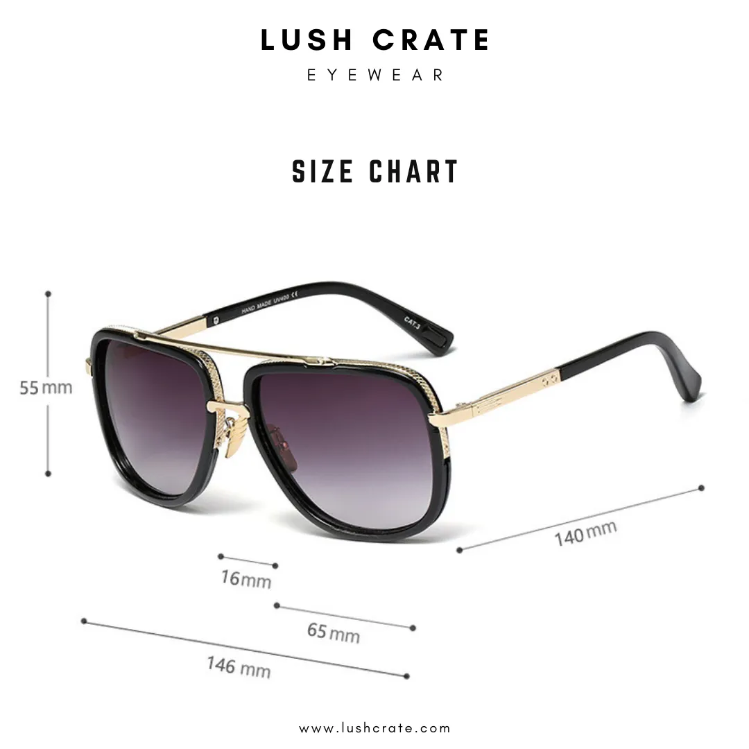 Wide Frame Retro Square Sunglasses