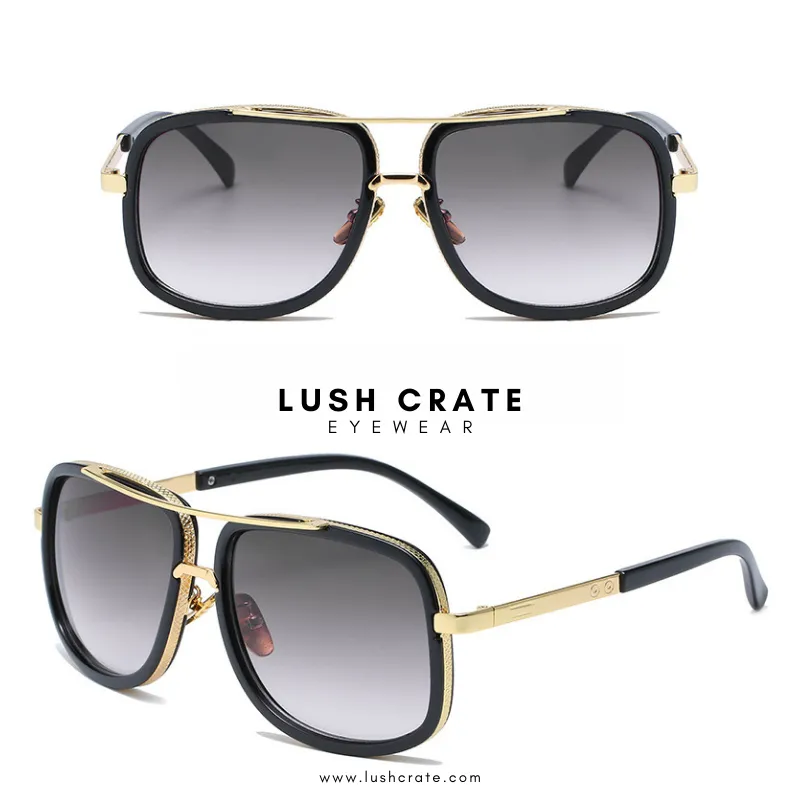 Wide Frame Retro Square Sunglasses