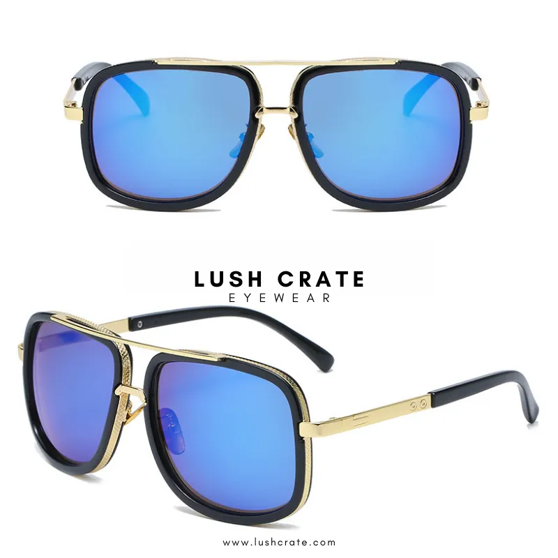 Wide Frame Retro Square Sunglasses